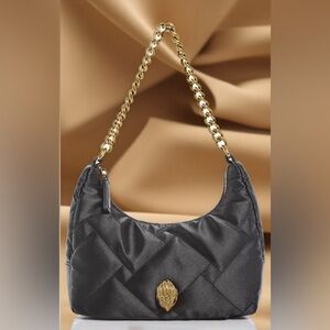 Kurt Geiger Black Quilted Chain Shoulder Bag with Leather Accents